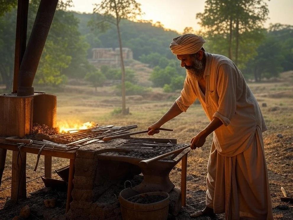 Wootz steel being forged